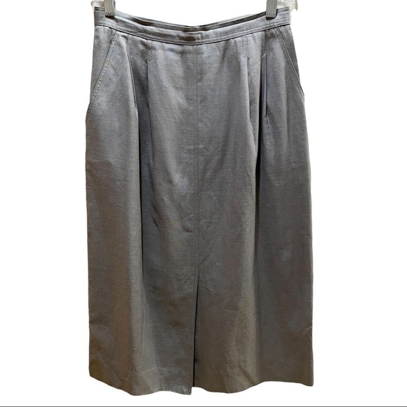Christian Dior Vintage The Suit Gray Linen Rayon Blend Skirt Sz 10 - Picture 1 of 9